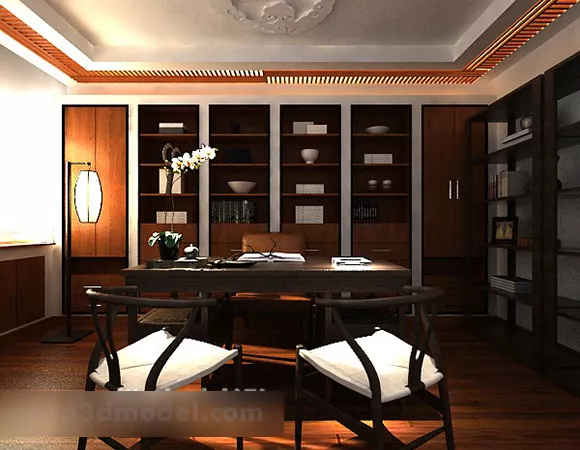 Chinese Style Study Interior V2 3d model Chinese Style Study Interior V2 3d model