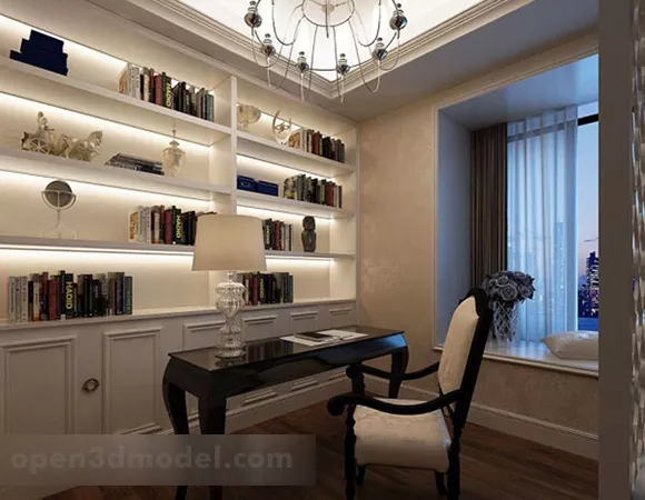 Study Room Ceiling Decor Interior 3d model Study Room Ceiling Decor Interior 3d model