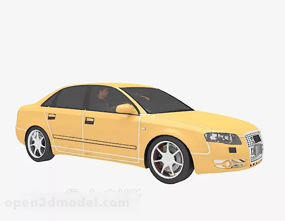 Yellow Sedan Car 3d model Yellow Sedan Car 3d model