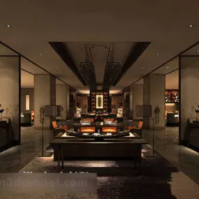 Restaurant Chandeliers Interior V1 3d model
