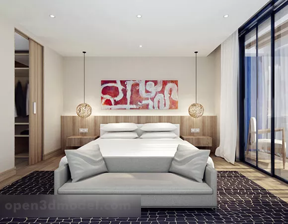 Modern Minimalist Bedroom Interior V4 3d model Modern Minimalist Bedroom Interior V4 3d model