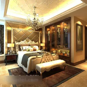 European Style Bedroom Interior V6 3d model