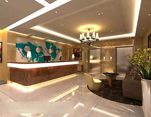 Hotel Front Desk Interior V1 3d model Hotel Front Desk Interior V1 3d model
