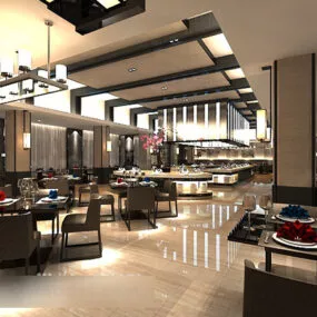 Restaurant Tables And Chairs Interior V1 3d model