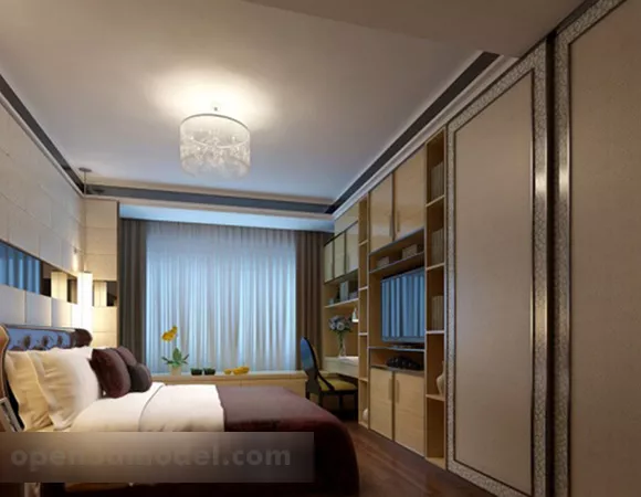 Modernism Wardrobe With Slide Door 3d model