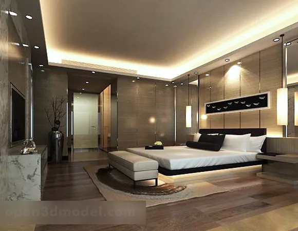 Simple Bedroom Interior V3 3d model Simple Bedroom Interior V3 3d model