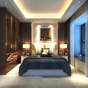 Bedroom Background Wall Decoration Interior 3d model