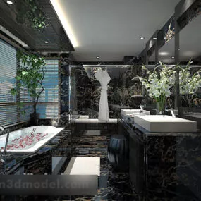 Bathroom With Indoor Plant Interior 3d model