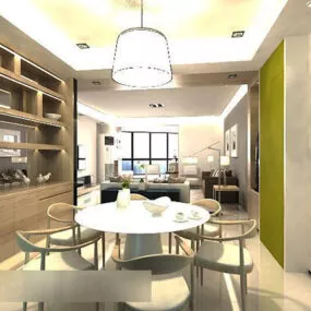 Restaurant Chandeliers Interior V2 3d model