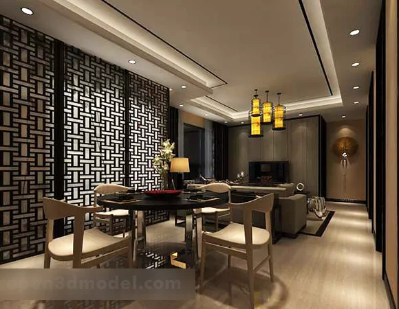 Chinese Restaurant Chandeliers Interior V1 3d model Chinese Restaurant Chandeliers Interior V1 3d model
