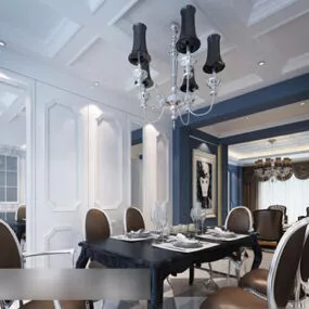 Western Style Restaurant Interior 3d model