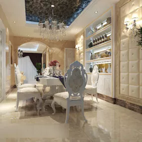 European Restaurant Interior V6 3d model