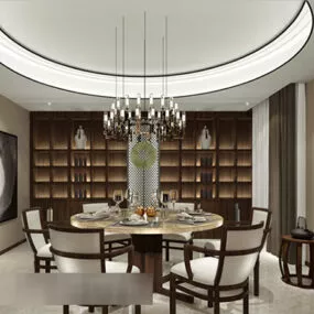 Restaurant Chandeliers Interior V3 3d model