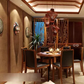 Restaurant Chandeliers Interior V4 3d model