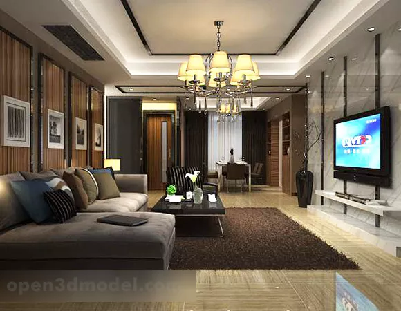 Living Room Ceiling Interior V2 3d model Living Room Ceiling Interior V2 3d model