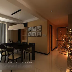 Restaurant Tables And Chairs Interior V4 3d model