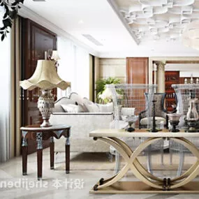 European Living Room Interior V23 3d model