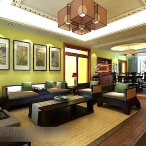 Chinese Living Room Painting Interior V1 3d model
