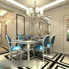 European Style Restaurant Interior V2 3d model