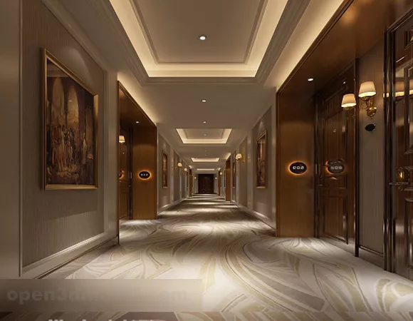 Hotel Elevator Corridor Interior V3 3d model Hotel Elevator Corridor Interior V3 3d model