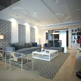 New Chinese Style Living Room Interior V2 3d model