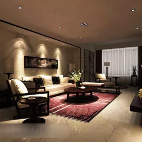 Modern Minimalist Living Room Interior V12 3d model