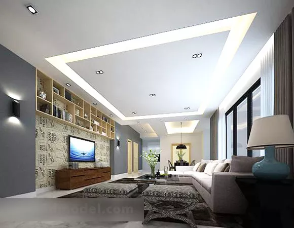Modern Living Room Ceiling Decor Interior 3d model Modern Living Room Ceiling Decor Interior 3d model