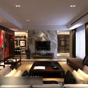 New Style Living Room Partition Interior 3d model