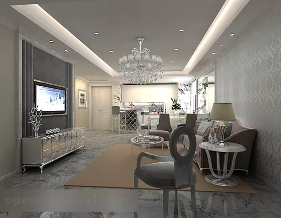 European Living Room Ceiling Interior V3 3d model European Living Room Ceiling Interior V3 3d model