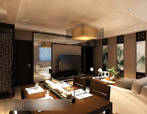 Chinese Style Living Room Interior V9 3d model Chinese Style Living Room Interior V9 3d model