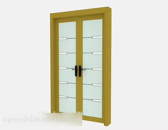 Modern Double Wooden Door 3d model Modern Double Wooden Door 3d model