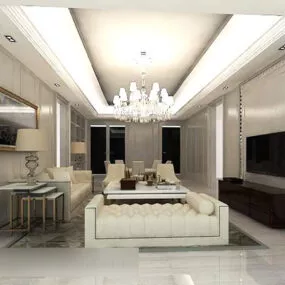 European Living Room Interior V24 3d model
