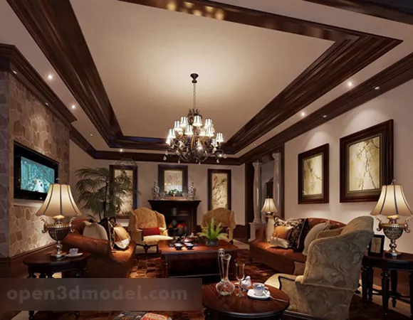 Chinese Living Room Ceiling Interior V1 3d model Chinese Living Room Ceiling Interior V1 3d model