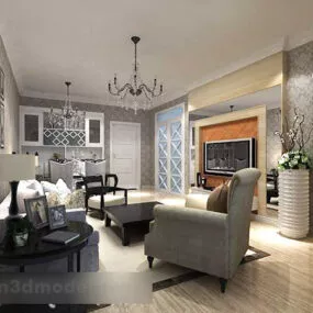 Modern Living Room Furniture Interior V1 3d model