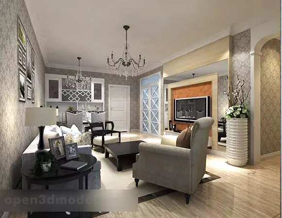 Modern Living Room Furniture Interior V1 3d model Modern Living Room Furniture Interior V1 3d model