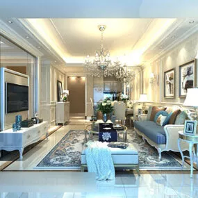 European Living Room Interior V26 3d model