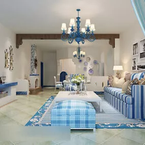 Living Room Chandelier Interior V4 3d model