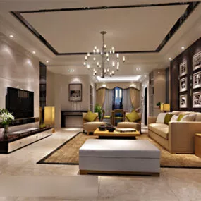 Modern Living Room Interior V15 3d model