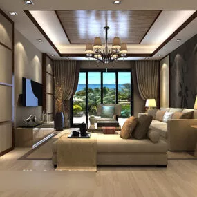 Living Room Sofa Background Wall Interior V1 3d model