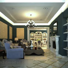 European Style Living Room Interior V10 3d model