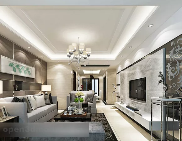 Modern Living Room Furniture Interior V2 3d model Modern Living Room Furniture Interior V2 3d model