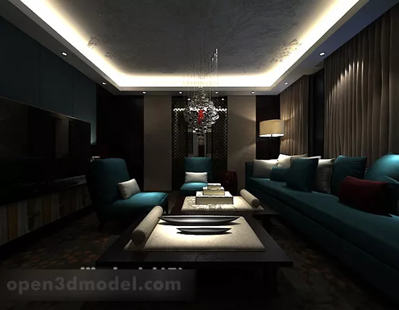 Living Room Curtains Interior V4 3d model Living Room Curtains Interior V4 3d model