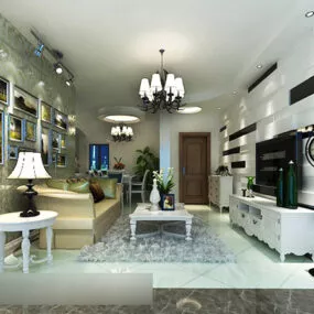 Modern Living Room Lamps Interior V1 3d model