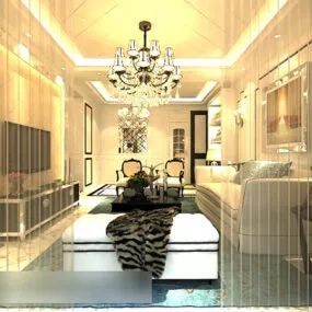 Living Room Tv Background Wall Interior V1 3d model