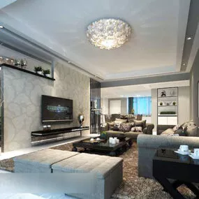 White Living Room Interior V1 3d model