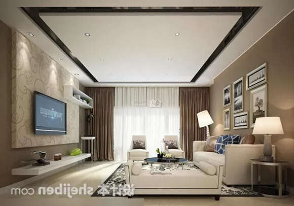 Modern Living Room Curtains Interior V2 3d model Modern Living Room Curtains Interior V2 3d model