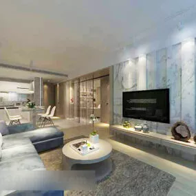 Simple Living Room Interior V14 3d model