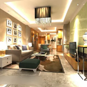 Home Living Room Interior V4 3d model