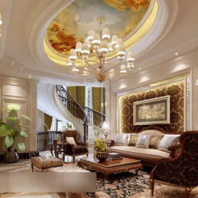European Living Room Interior V30 3d model