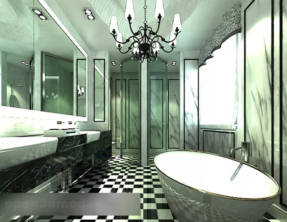 European Style Bathroom Chandeliers Interior V1 3d model European Style Bathroom Chandeliers Interior V1 3d model
